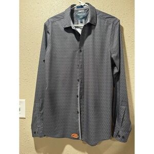Heritage Report Collection Mens Black White 4 Way Stretch Geometric Shirt L
